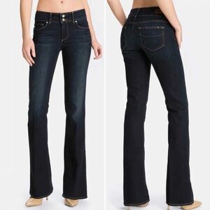 PAIGE Hidden Hills Dark Wash Flared Bootcut Jeans Size 31 Retro Mid Rise Denim